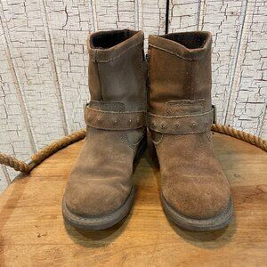 CAT Suede Moto Ankle Engineer Booties Harness Leather Tan Women's 8.5